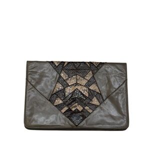 ANDREA PFISTER FOR AMEN WARDY - VINTAGE SNAKE EMBOSSED LEATHER CLUTCH